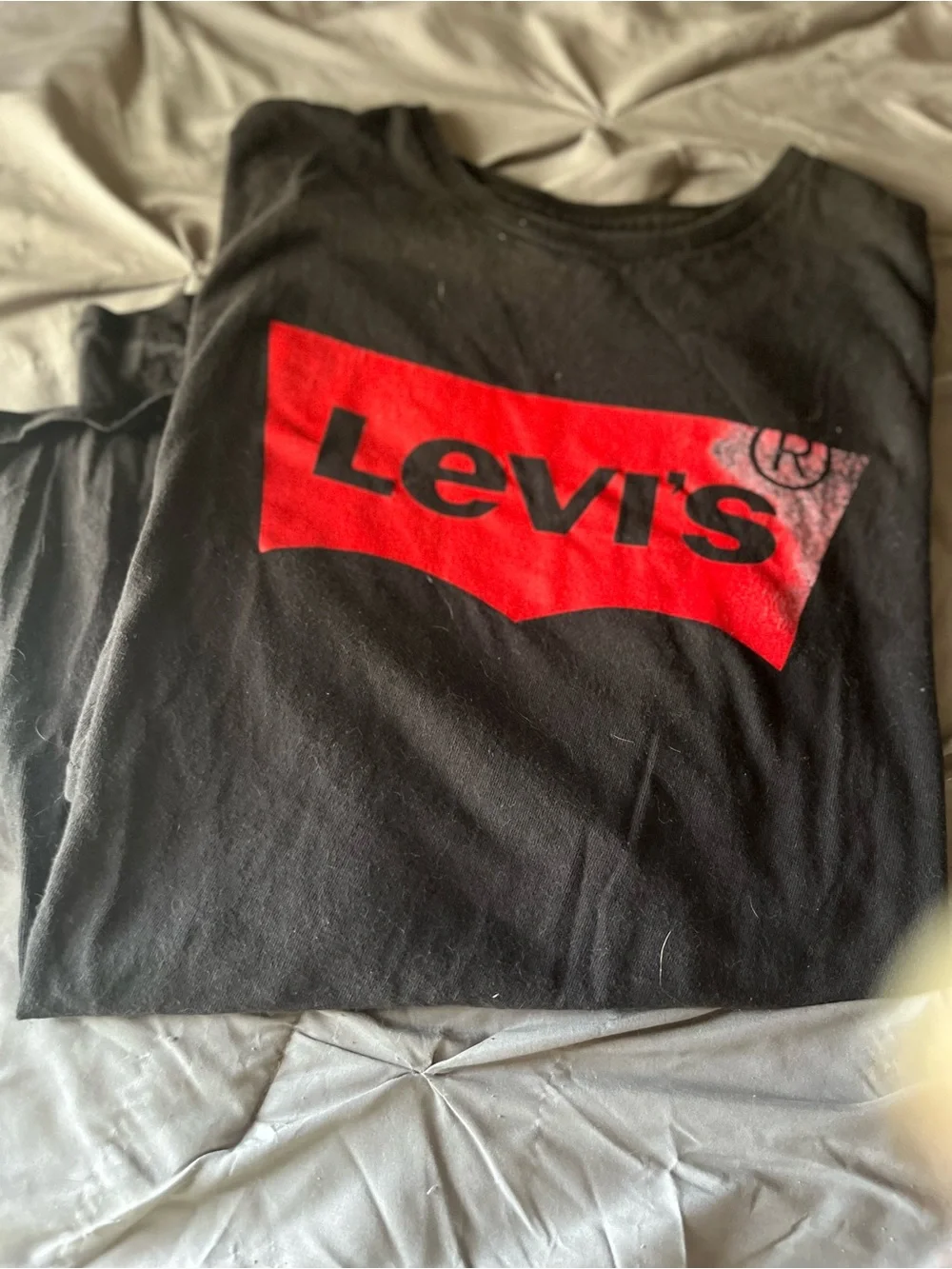 Levi's Black Tee with Red Logo Batwing